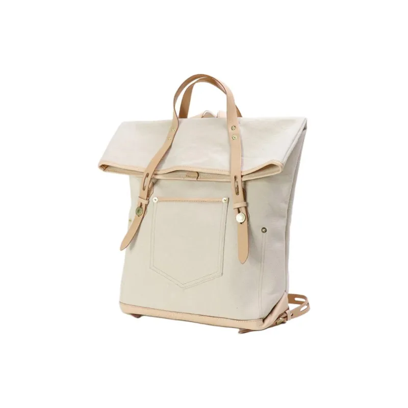 LINE ARTISANAL Canvas Canvas Bag Backpack Large Size Unisex Green/Black/Ecru-5
