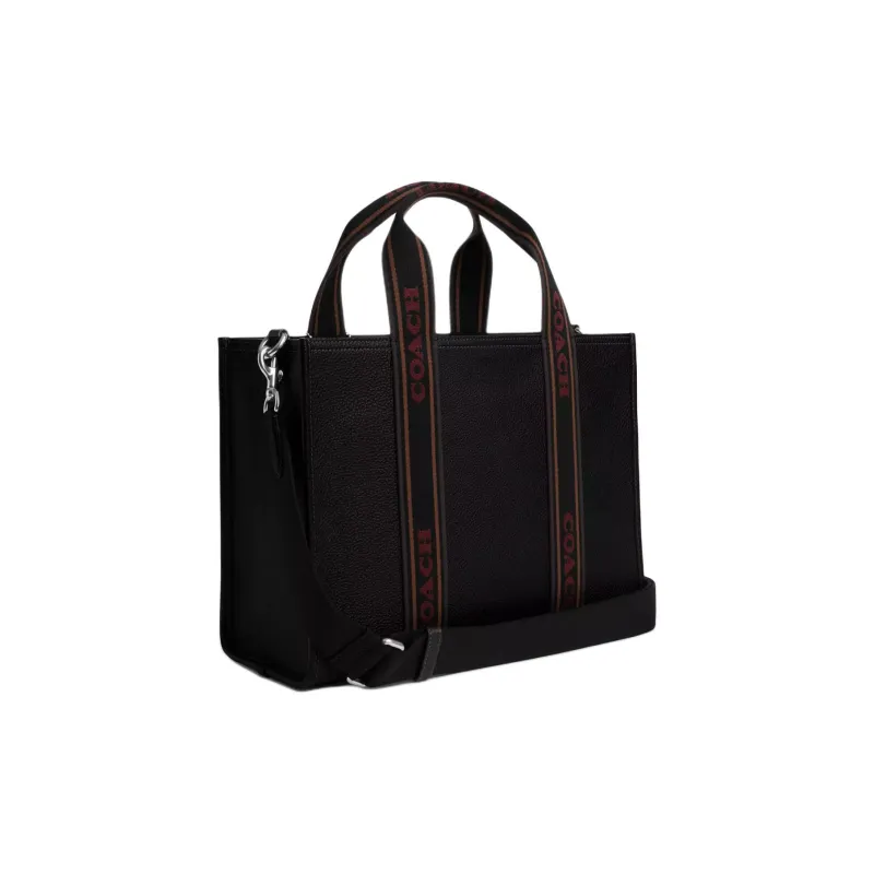 COACH Smith Leather Tote Bag, Shopping Bag, Crossbody Bag, One Shoulder Handbag Tubas Women's Silver & Black Multicolor-1