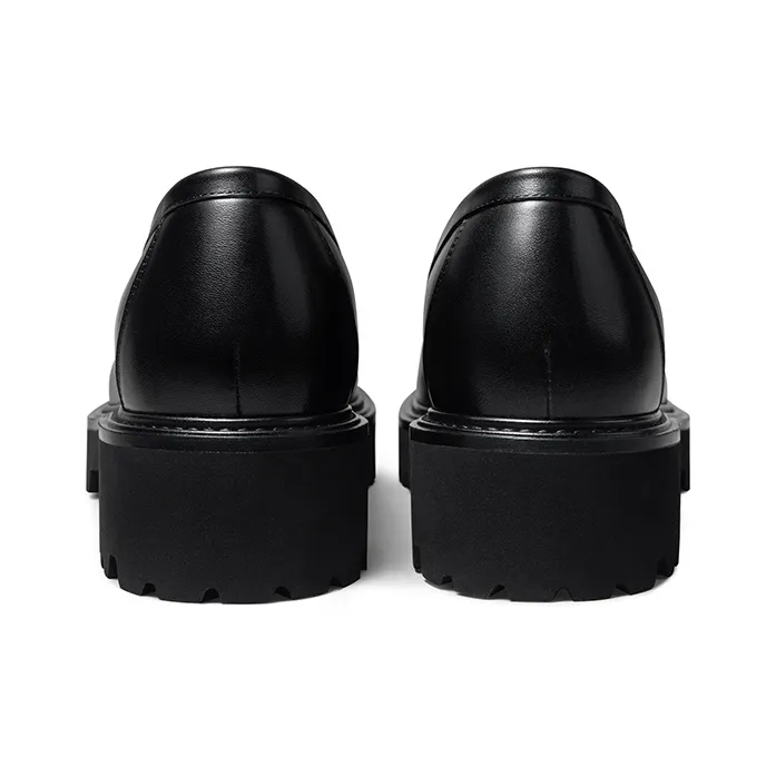 Zuti Trendy Fashion Versatile Casual Leather Shoes Loafers 7.5cm Men's Black-3