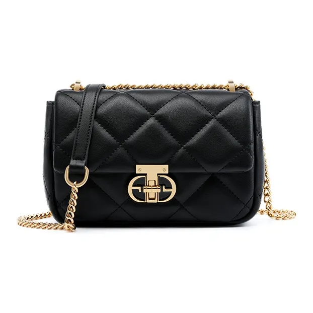 Carnival Keep Cow Leather Shoulder Bag Crossbody Bag Shoulder Bag Small Size Women's Black/Ecru/Red-1