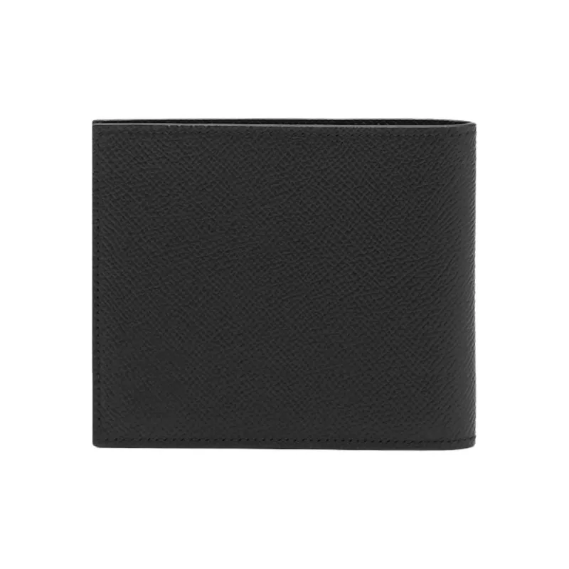 FERRAGAMO Hammered Leather Wallet Men's Black-1