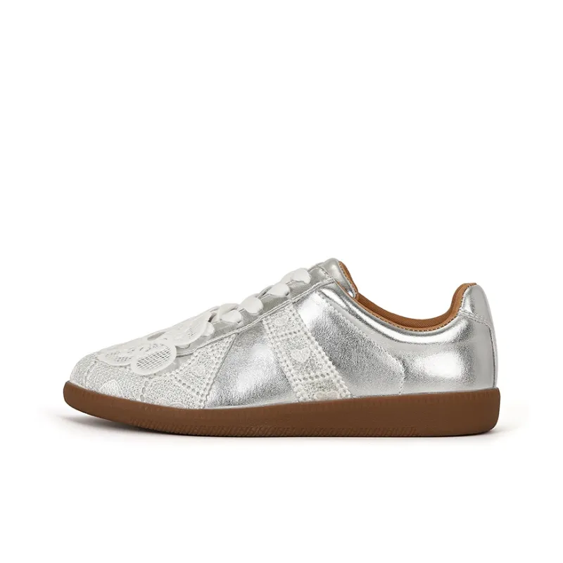 CHRISTINE SHEII Wear-resistant And Lightweight Low-Top Skateboard Shoes Women's Silver-0