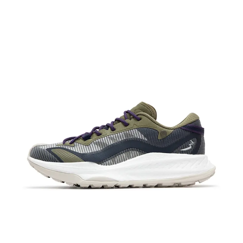 361° Anti-Slip Wear-Resistant Low-Top Running Shoes Men's Army Green Black Shadow Blue-0