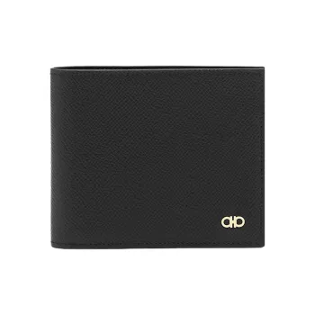FERRAGAMO Hammered Leather Wallet Men's Black