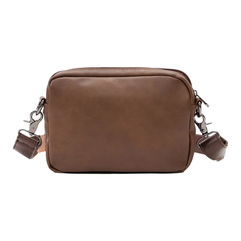 HAWA Artificial Leather Shoulder Bag Crossbody Bag Men's Black/Coffee/Earth Yellow-4