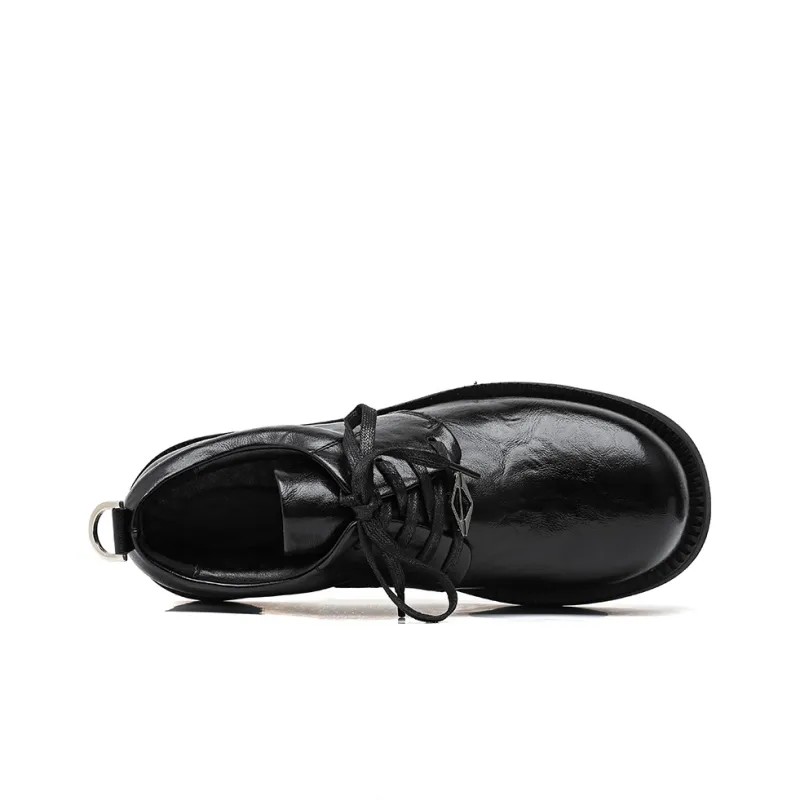 Zuogedu Platform Height Increasing Derby Shoes Fashionable Versatile Casual Shoes Men's Black-3