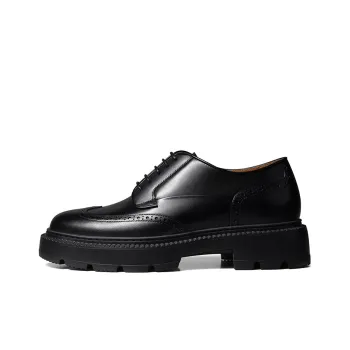 Zuti British Style Brogue Embroidered Derby Shoes Casual Shoes Men's Black