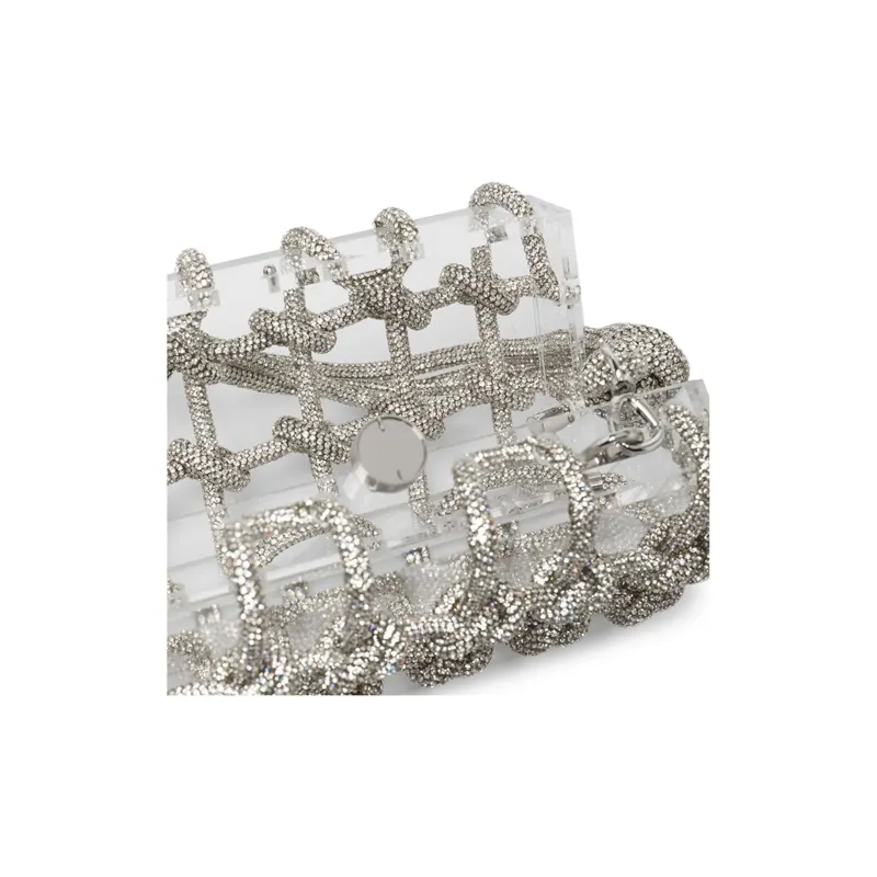 CULT GAIA Crystal Embellishment Handbag Shoulder Bag Women's Silver-3