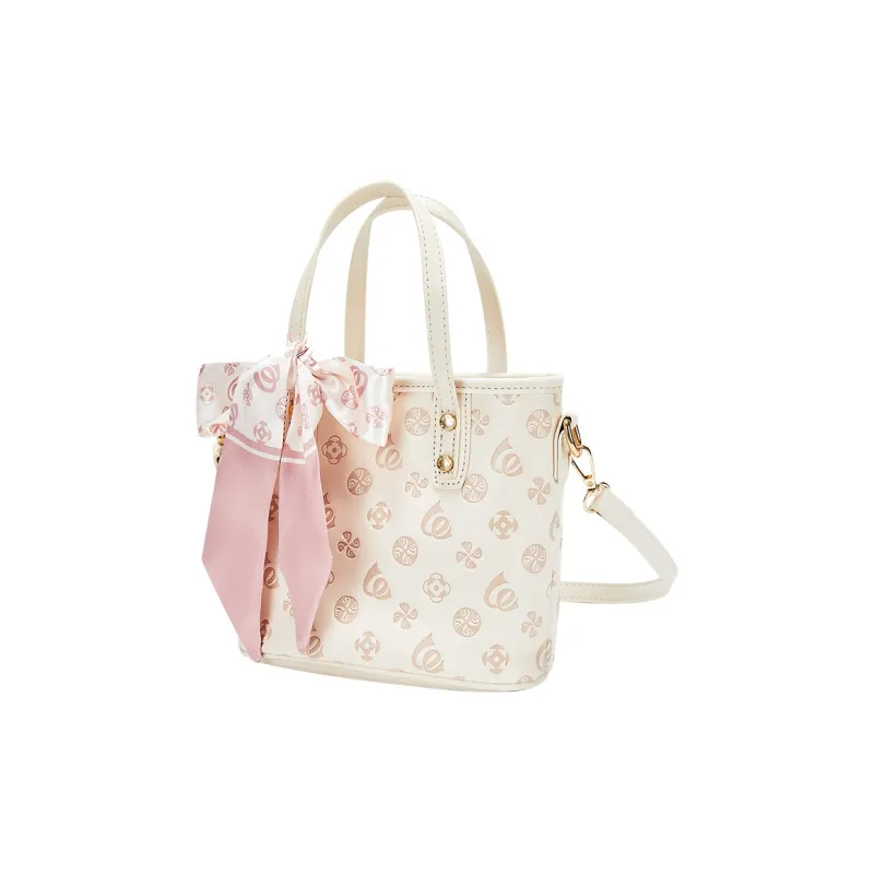 JANE KLAIN Synthetic Leather Basket Bag Handbag Crossbody Bag Regular Women's White/Pink-1