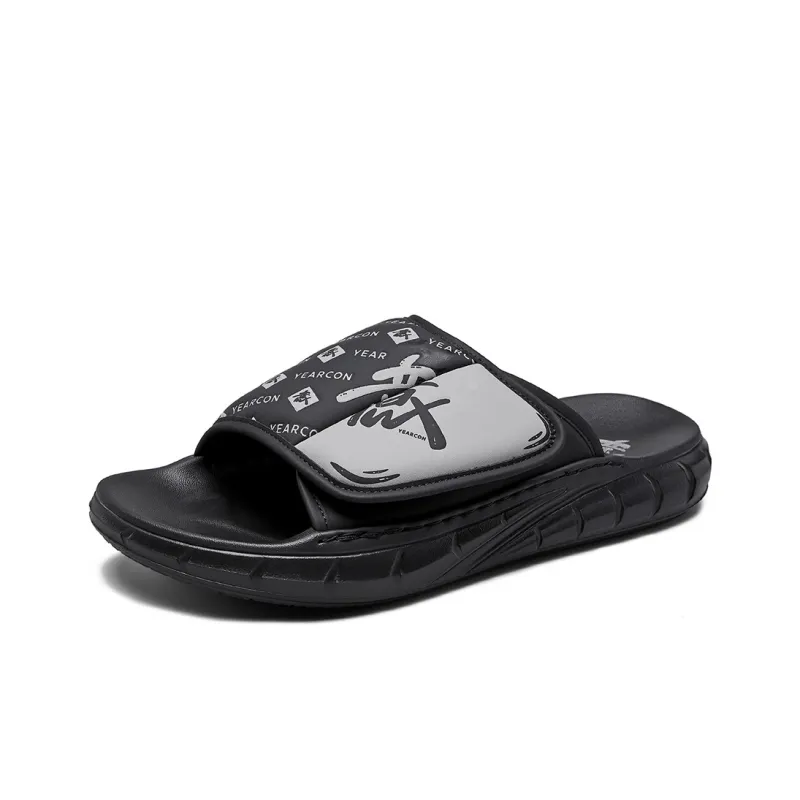 YEARCON Slide Slippers Men Black/Gray, Khaki/Black, Black/Apricot, Black/Green-5