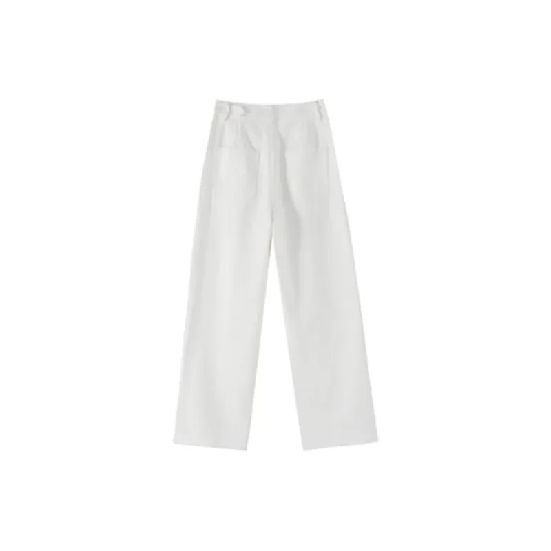 Hacikis Casual Pants Women's Cotton White-1