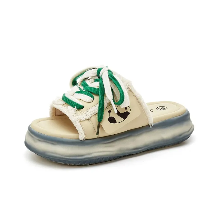 Jin Baichuan Leather Patchwork Odor Resistant Quick Dry Slide Slippers Women's-28