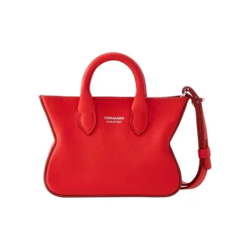 FERRAGAMO Calfskin Tote Charm Bag Merchandise Mini Men's Flame Red