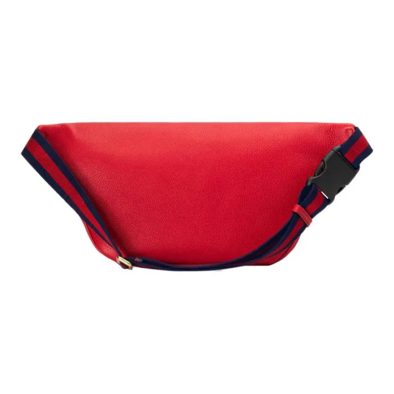 GUCCI Leather One Shoulder Crossbody Bag Sling Bag Fanny Pack Large Size Unisex Red-3