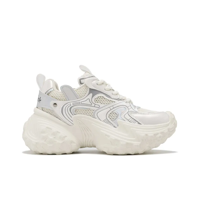 AOKANG Chunky Sneakers Women's Low Top Beige White Purple-2