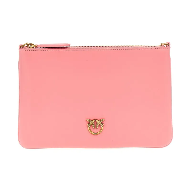 PINKO Goatskin Bonded Polyurethane One Shoulder Crossbody Clutches Women's Pink-0