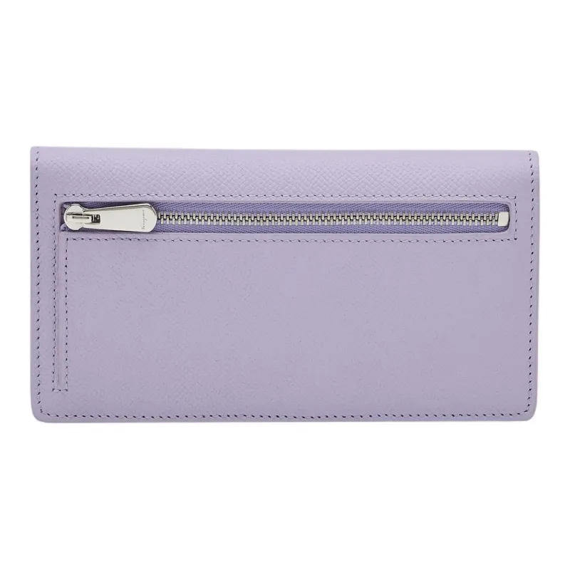 FERRAGAMO GANCINI Stamped Calfskin Wallet Women's Light Purple-1