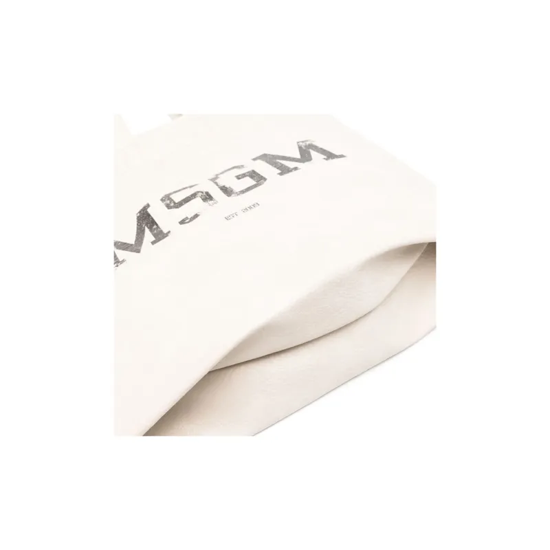 MSGM Polyurethane Tote Bag Shopping Bag Shoulder Bag Handbag Women's Ecru-2