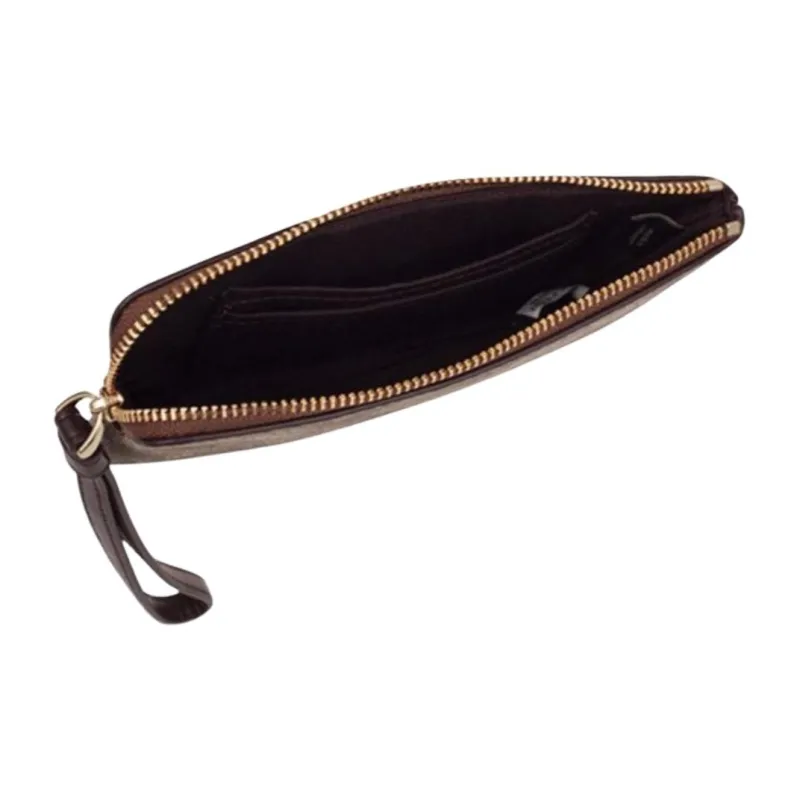COACH Corner Zip Canvas With Leather Coin Purse Wrist Bag Clutch Women's Dark Brown-5