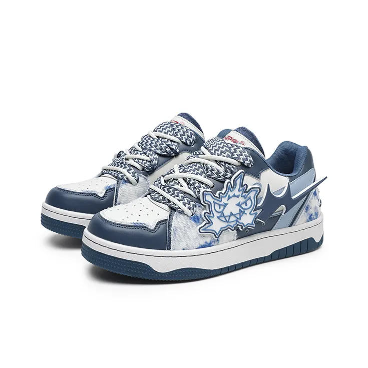 Angelmi Anti Slip Wear Resistant Low Top Skateboard Shoes Unisex Blue-1