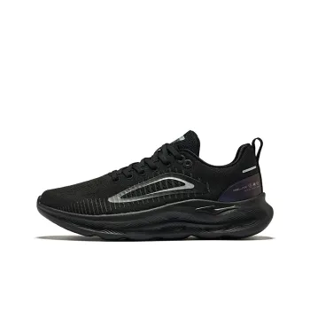 Erke Cushioned Wear-Resistant Breathable Low-Top Running Shoes Men's Jet Black Carbon Gray