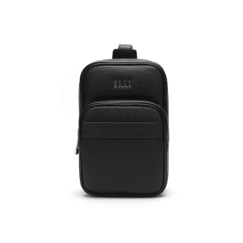ELLE HOMME Top Grain Cow Leather Sling Bag Small Size Men's Black