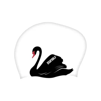 DUFAILY Swim Cap High-Rebound Silicone For Long Hair Women's 25CM - Alien Model Black Swan