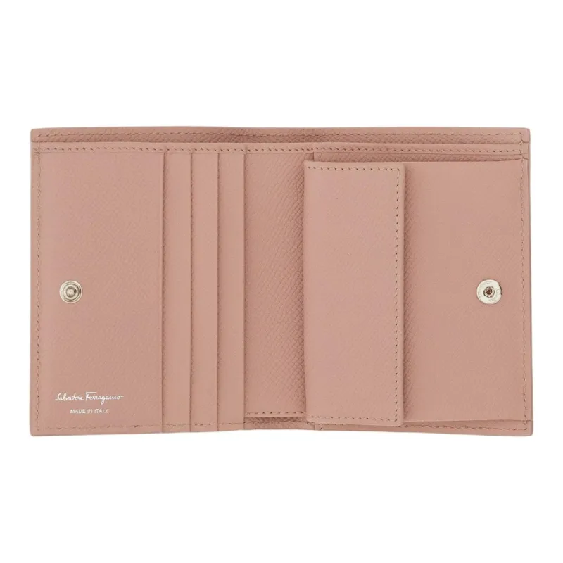 FERRAGAMO GANCINI Calfskin Wallet Women's Pink-3