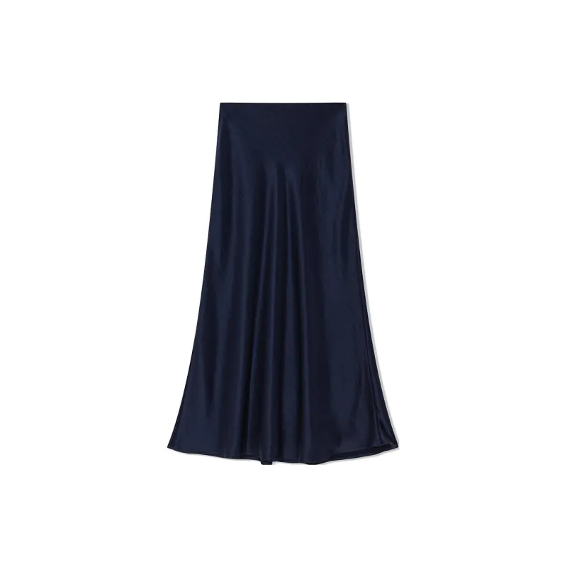 COVERINS Casual Long Skirt Women's Navy Blue-1
