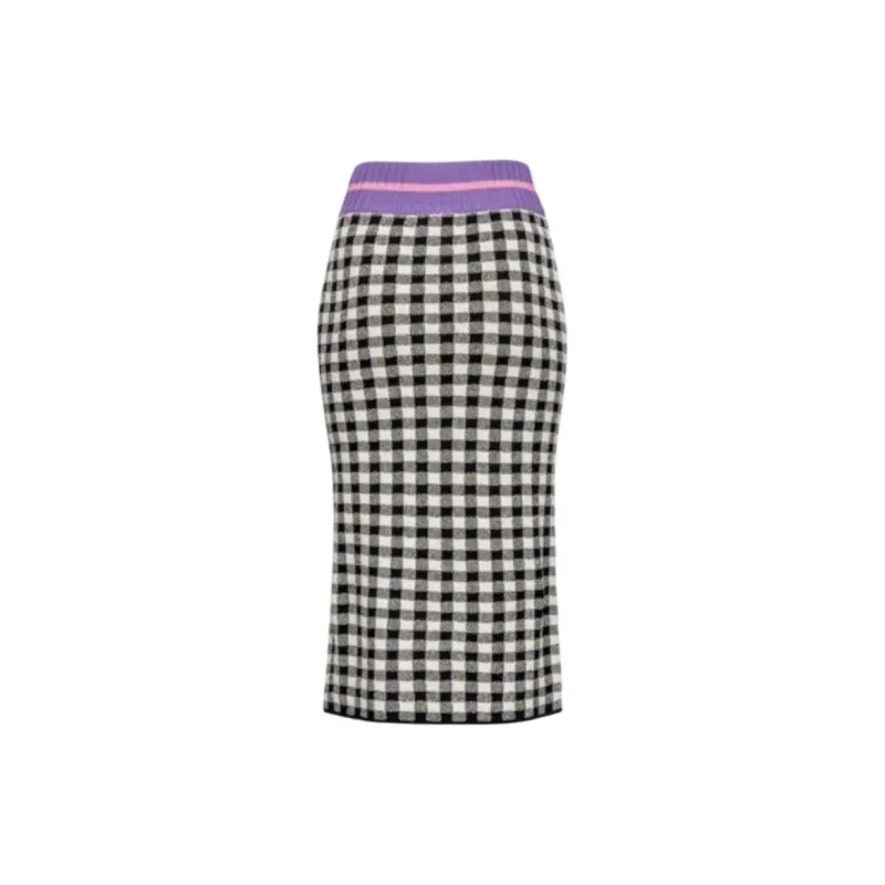 PINKO Casual Long Skirts Women's Black White-1