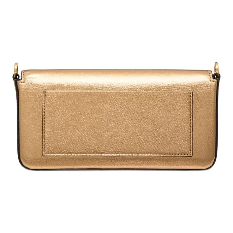 Valentino Vlogo Grained Calfskin Shoulder Bag Crossbody Bag Women's Vintage Yellow Copper-2