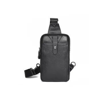 DOSRFINI Genuine Leather Sling Bag Men's Black/Coffee