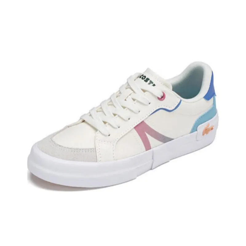 LACOSTE Anti Slip Wear Resistant Low Top Skateboard Shoes Women's White-1