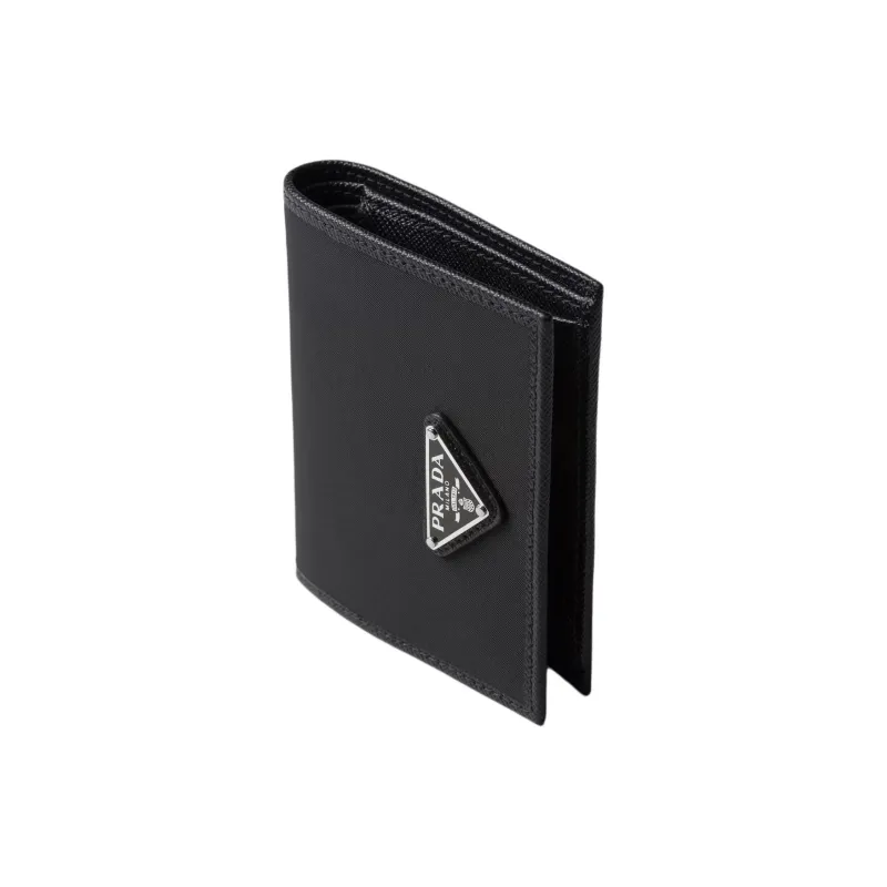 PRADA Fabric With Leather Wallet Men's Black-1