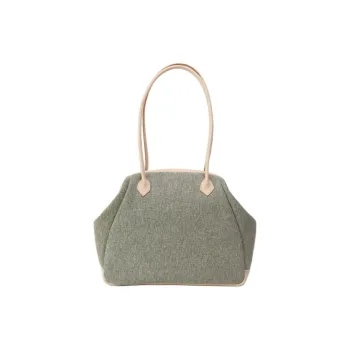 LINE ARTISANAL Canvas Canvas Bag Handbag Shoulder Bag Medium Size Women's Green/Ecru