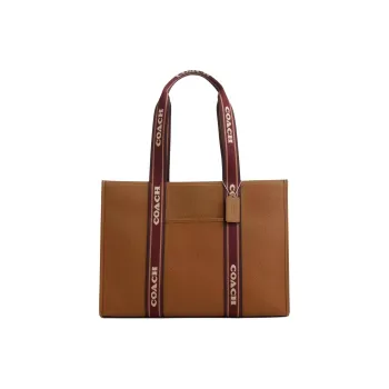 COACH Smith Refined Pebbled Leather Tote Bag, Shopping Bag, Handbag Large Size Women's Silver & Penny Multicolor