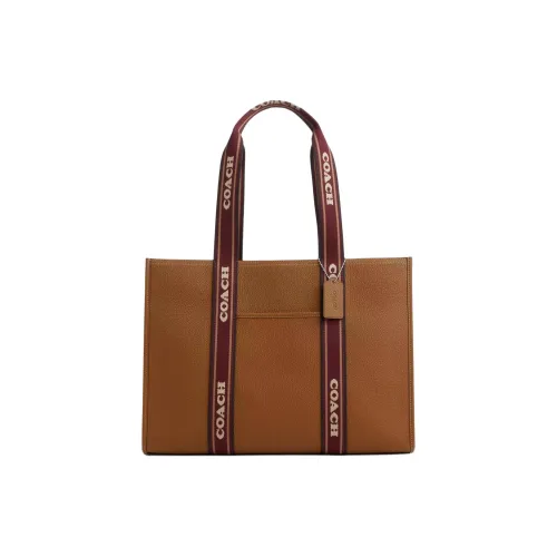 COACH Smith Refined Pebbled Leather Tote Bag, Shopping Bag, Handbag Large Size Women's Silver & Penny Multicolor