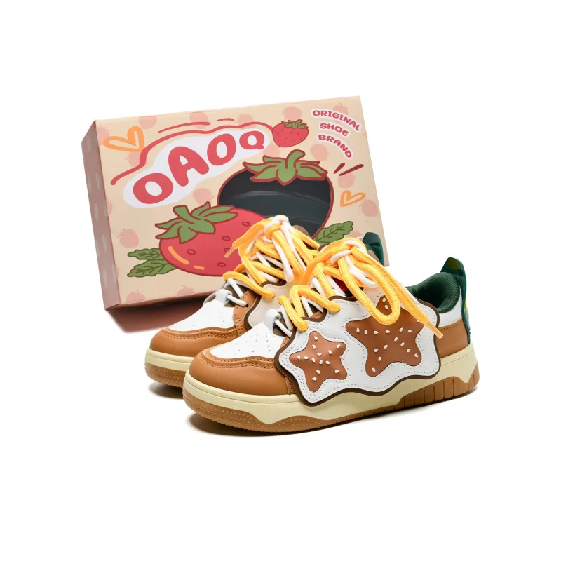OAOQ Wear resistant And Lightweight Low Top Casual Shoes Women's French Fries And Hamburger-1