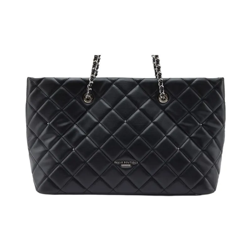 PAULS BOUTIQUE Pure Vegan Leather Tote Bag Shopping Bag Handbag Shoulder Bag Women's Black-1