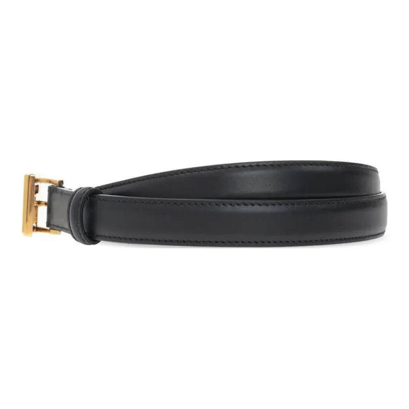FENDI Brand Logo Pin Buckle Leather Belts Women's Black-1