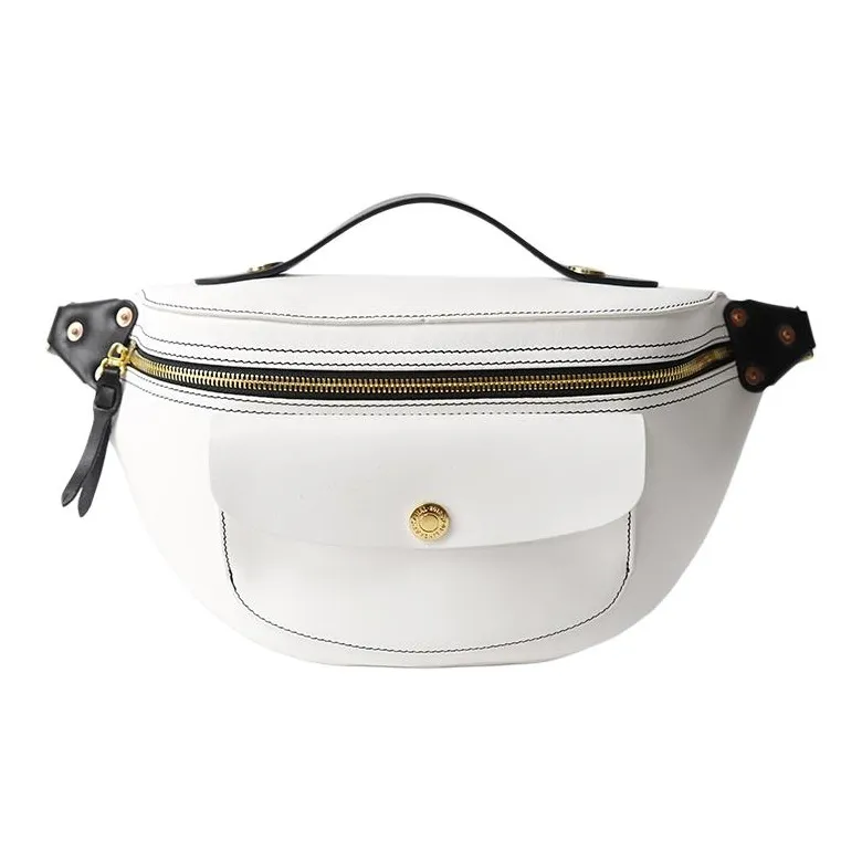 LINE ARTISANAL Cow Leather Sling Bags Crossbody Bags Medium Size Unisex Black & White-0