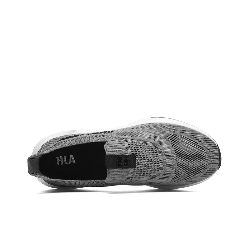 HLA Men's Slip-on Breathable Flyknit Platform Lightweight Casual Shoes For Elderly Men-9