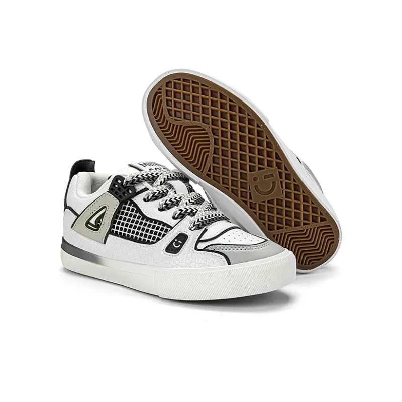 MINISO Low Top Skateboard Shoes Unisex Black White-5
