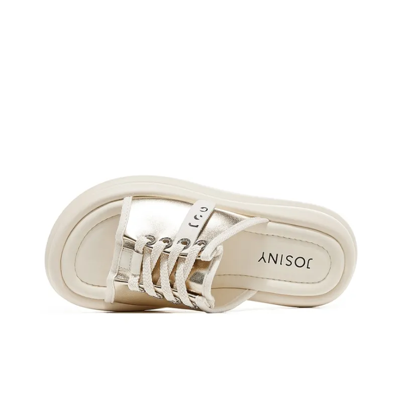 JOSINY Slide Slippers Women's Light Gold/Silver-2