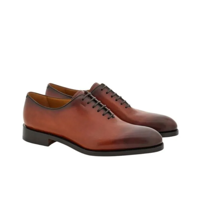 FERRAGAMO Tramezza Dress Shoes Men's Red Brown-2