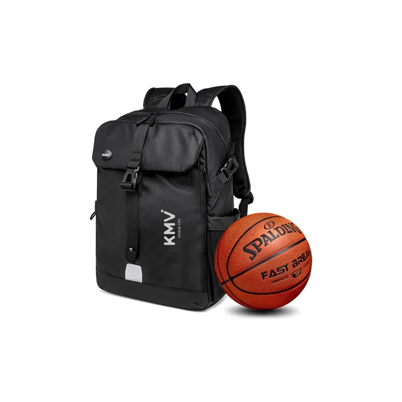 KMV Polyester Backpack Unisex Black/White-10