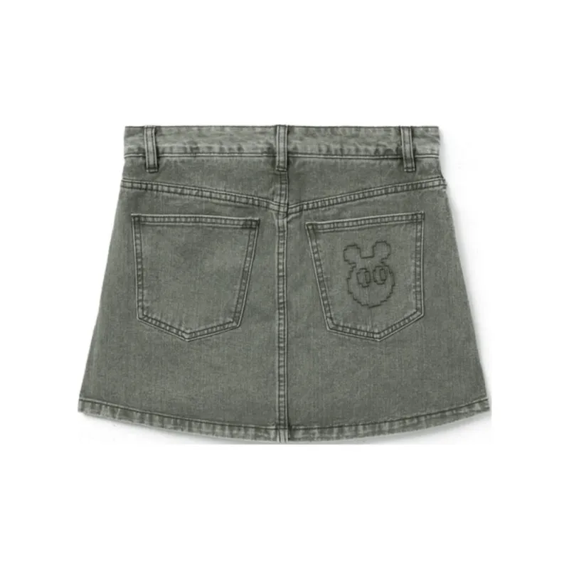 Mini Cream Denim Shorts Women's Green-1