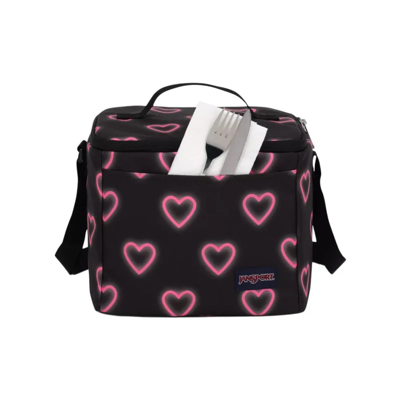 JanSport Polyester Crossbody Bag Lunch Bag Storage Bag Unisex Black & Pink-3