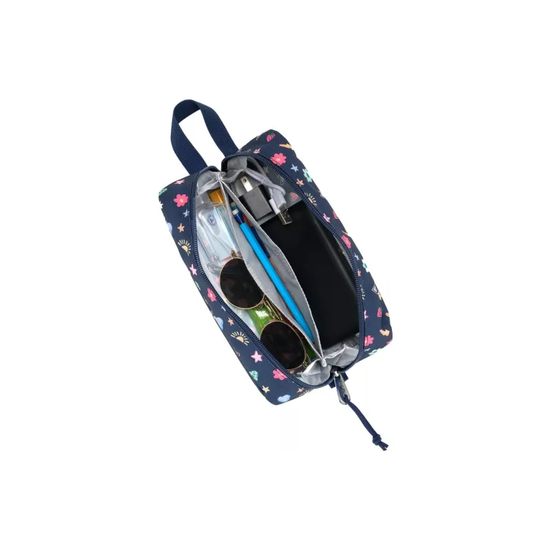 JanSport Polyester Makeup Bag Storage Bag Unisex Marine Blue With Multicolor Accents-3