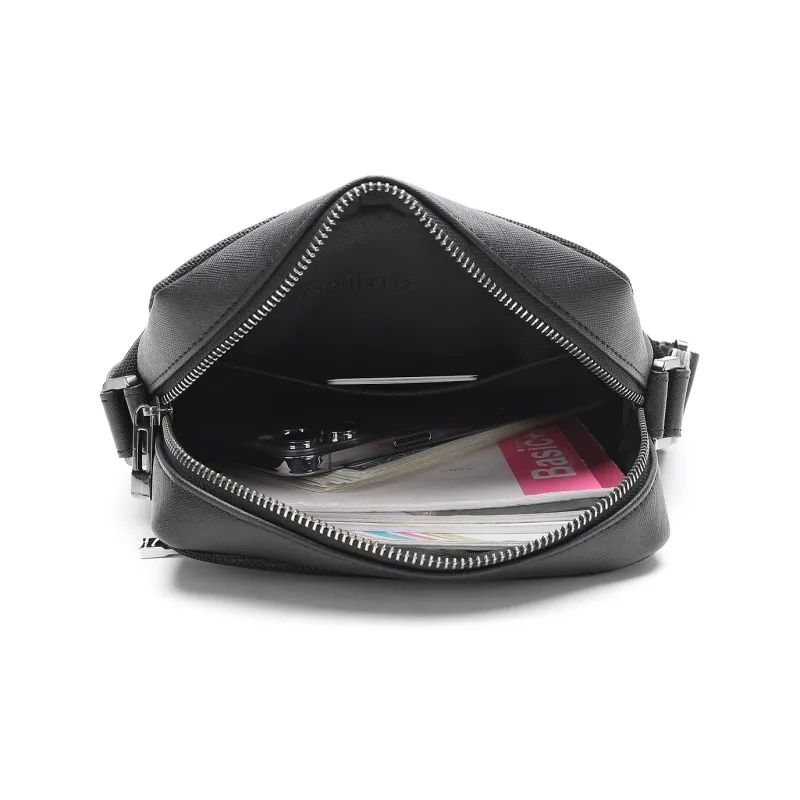 ELLE HOMME Fabric, Synthetic Leather Crossbody Bag Trumpets Men's Black-7